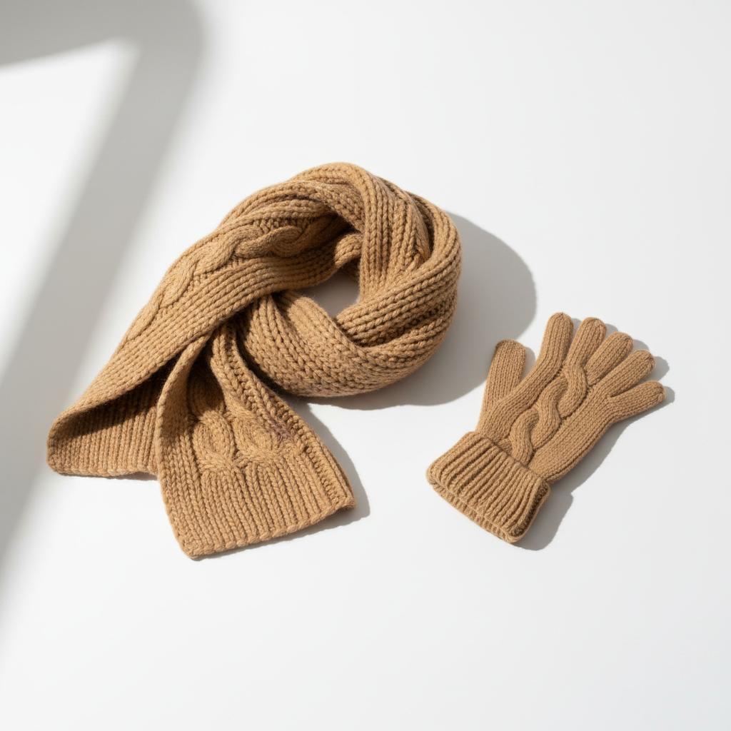 Camel Scarf & Gloves