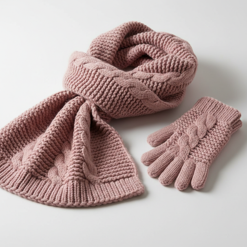 Dusty Rose Scarf & Gloves