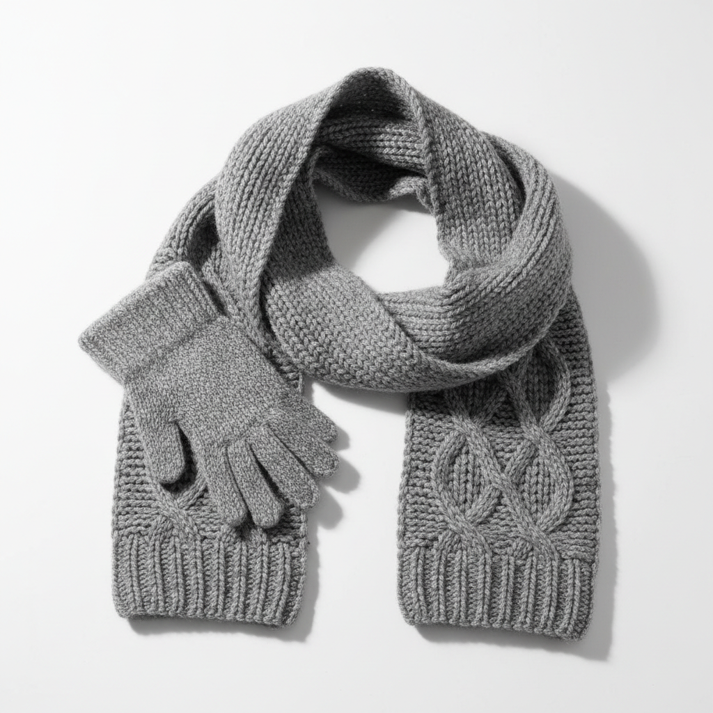 Gray Scarf & Gloves
